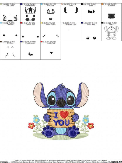 Stitch embroidery design - Lilo and Stitch Cartoon machine embroidery pattern - Baby boy and girl file - Instant digital download pes jef - Marcia Embroidery
