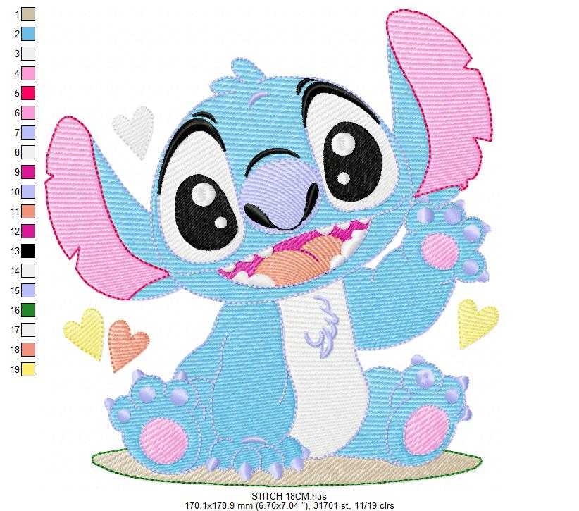Stitch embroidery design - Lilo and Stitch Cartoon machine embroidery pattern - Baby boy and girl file - Instant digital download pes jef - Marcia Embroidery