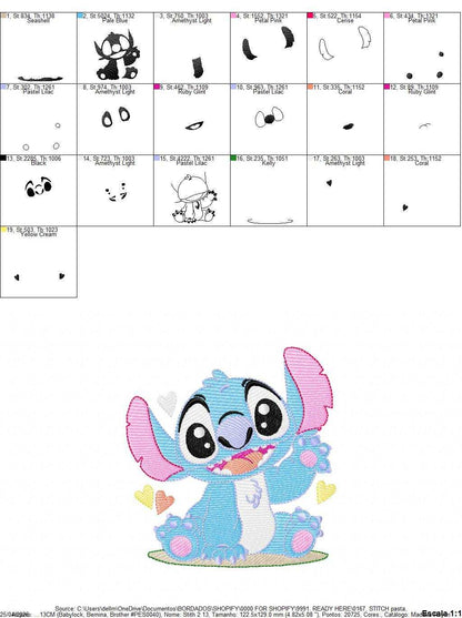 Stitch embroidery design - Lilo and Stitch Cartoon machine embroidery pattern - Baby boy and girl file - Instant digital download pes jef - Marcia Embroidery