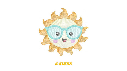 Sun embroidery design - Sun with glasses machine embroidery pattern - Baby girl and boy file - Instant digital download pes jef dst - Marcia Embroidery