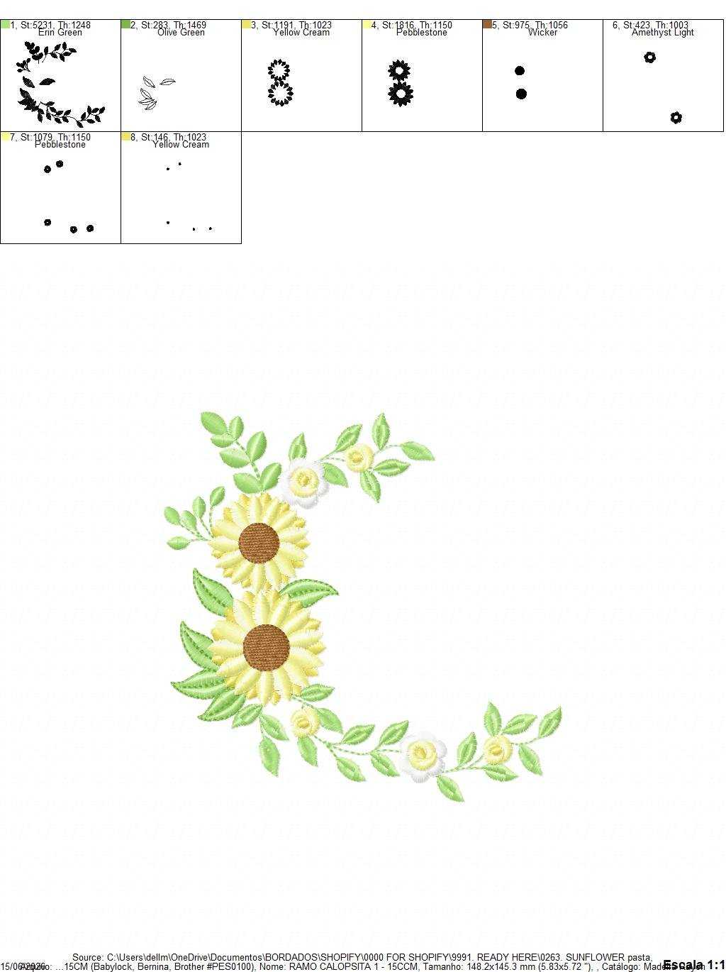Sunflower Frame embroidery design - Yellow Flowers machine embroidery pattern - Floral Grandma Kitchen towel - Instant digital download pes jef dst - Marcia Embroidery