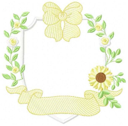 Sunflower Frame embroidery design - Yellow Flowers machine embroidery pattern - Floral Grandma Kitchen towel - Instant digital download pes jef dst - Marcia Embroidery