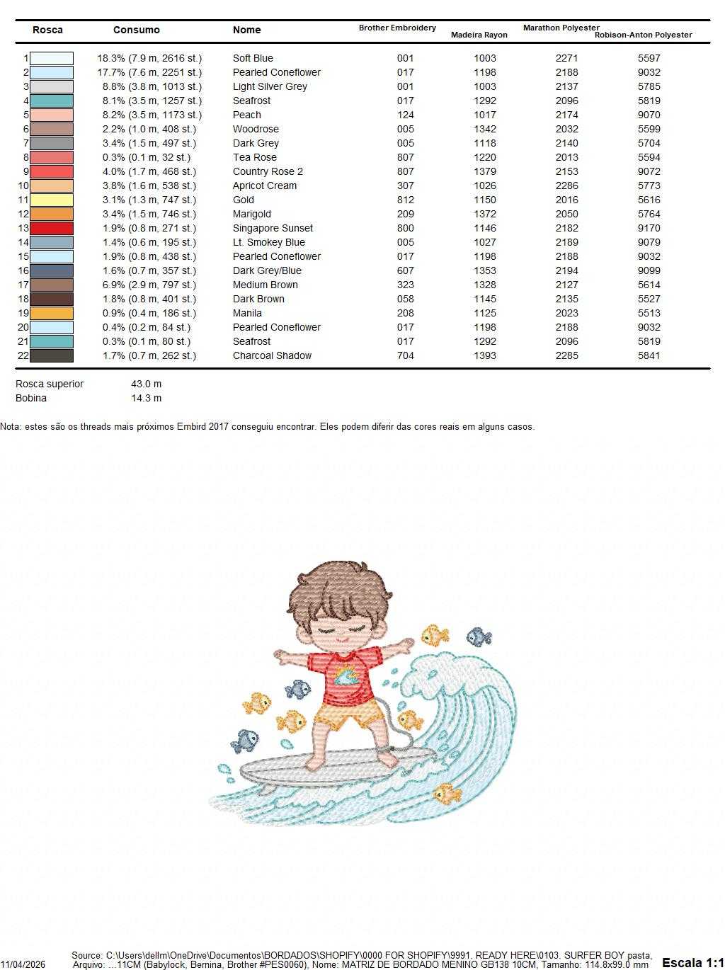 Surfer boy embroidery designs - Beach Swimmer with surferboard and fishes machine embroidery pattern - Baby Boy file - Instant digital download pes - Marcia Embroidery