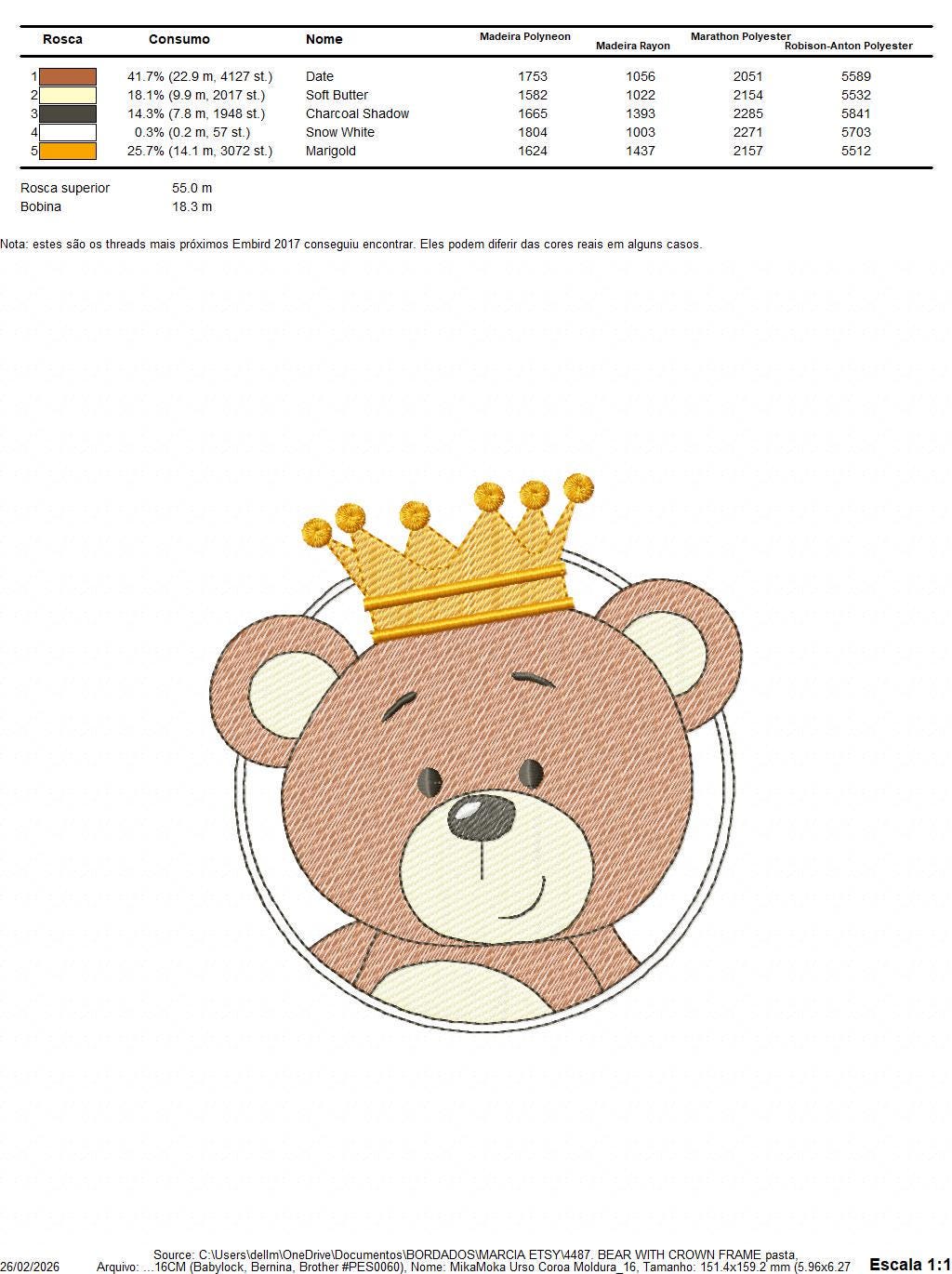 Teddy Bear with crown embroidery designs - Baby Boy King Bear machine embroidery pattern - Cute Bear with golden crown file - Instant digital download pes jef dst hus vp3 - Marcia Embroidery