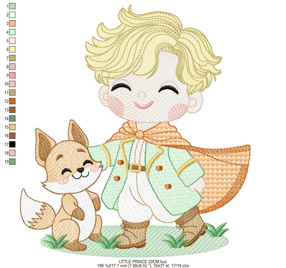 The Little Prince embroidery design - Little Prince with fox machine embroidery pattern - Baby boy and girl Fairytale file - Instant digital download pes jef - Marcia Embroidery