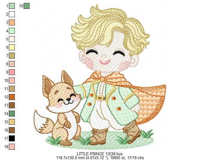 The Little Prince embroidery design - Little Prince with fox machine embroidery pattern - Baby boy and girl Fairytale file - Instant digital download pes jef - Marcia Embroidery