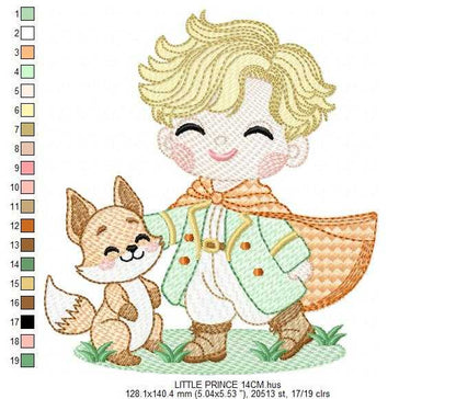The Little Prince embroidery design - Little Prince with fox machine embroidery pattern - Baby boy and girl Fairytale file - Instant digital download pes jef - Marcia Embroidery