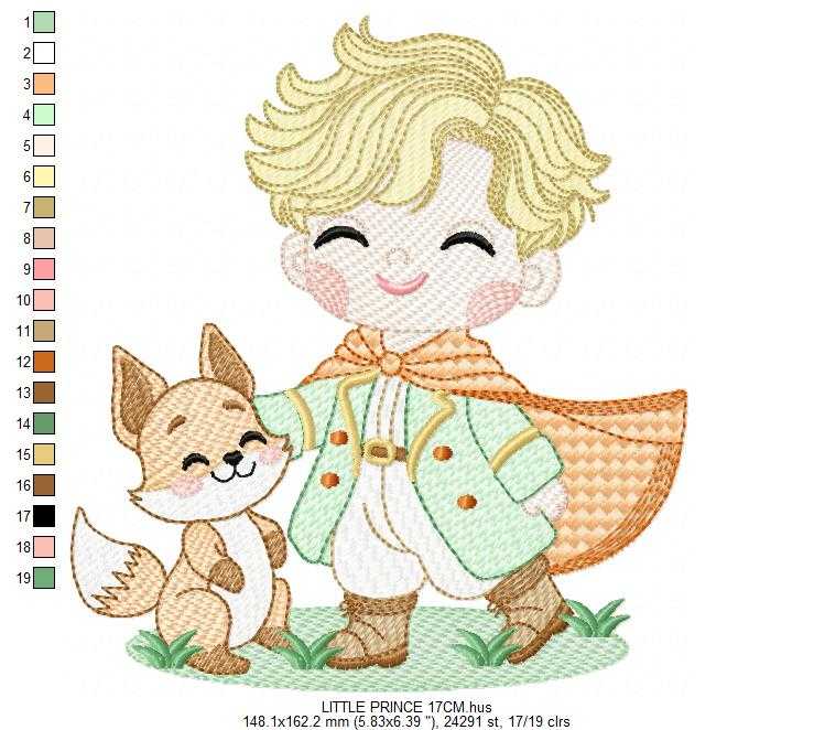 The Little Prince embroidery design - Little Prince with fox machine embroidery pattern - Baby boy and girl Fairytale file - Instant digital download pes jef - Marcia Embroidery