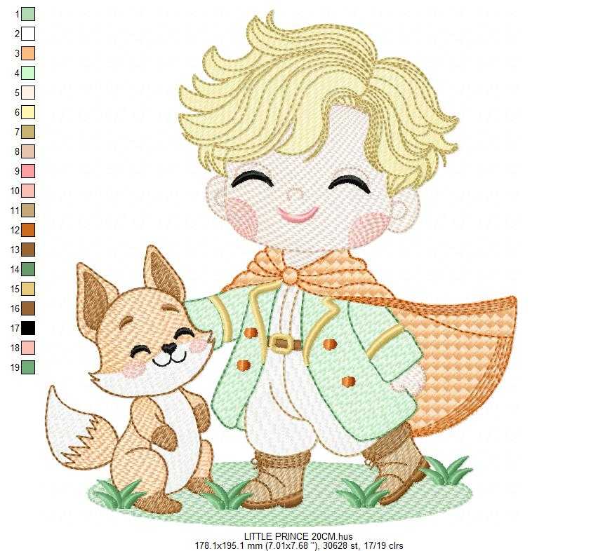 The Little Prince embroidery design - Little Prince with fox machine embroidery pattern - Baby boy and girl Fairytale file - Instant digital download pes jef - Marcia Embroidery