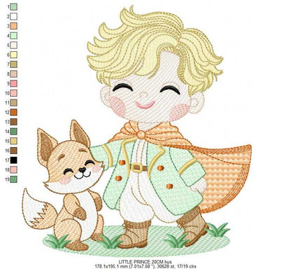 The Little Prince embroidery design - Little Prince with fox machine embroidery pattern - Baby boy and girl Fairytale file - Instant digital download pes jef - Marcia Embroidery