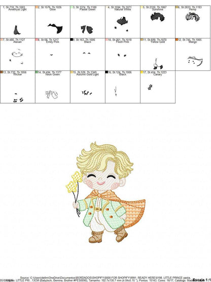 The Little Prince embroidery design - Little Prince with stars machine embroidery pattern - Baby boy and girl Fairytale file - Instant digital download pes jef - Marcia Embroidery