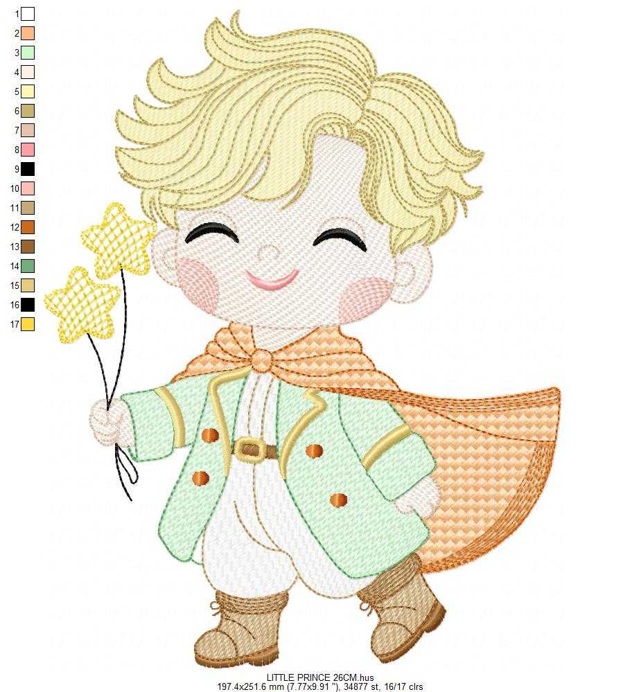 The Little Prince embroidery design - Little Prince with stars machine embroidery pattern - Baby boy and girl Fairytale file - Instant digital download pes jef - Marcia Embroidery