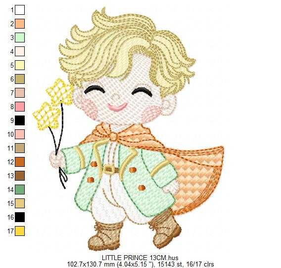 The Little Prince embroidery design - Little Prince with stars machine embroidery pattern - Baby boy and girl Fairytale file - Instant digital download pes jef - Marcia Embroidery