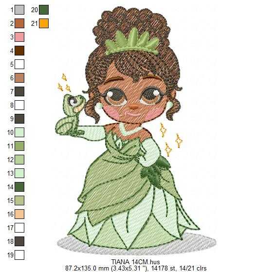Tiana embroidery design - Disney Princess machine embroidery patterns - Baby girl file - Instant digital download pes jef dst hus - Marcia Embroidery