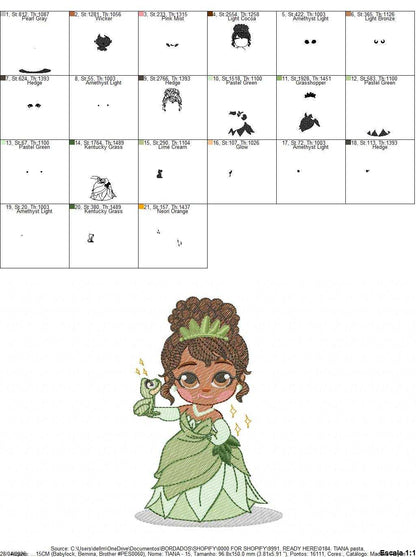 Tiana embroidery design - Disney Princess machine embroidery patterns - Baby girl file - Instant digital download pes jef dst hus - Marcia Embroidery