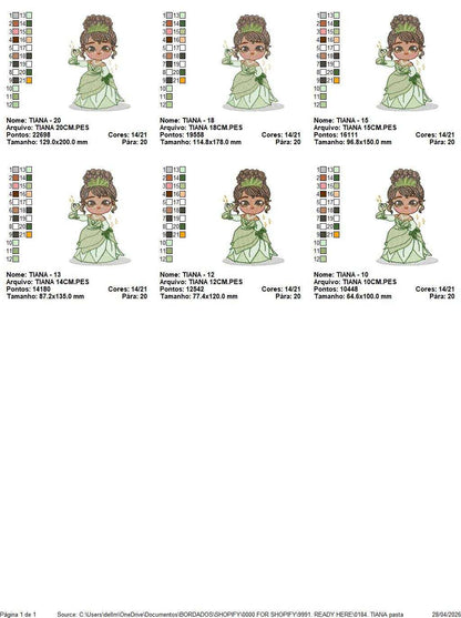 Tiana embroidery design - Disney Princess machine embroidery patterns - Baby girl file - Instant digital download pes jef dst hus - Marcia Embroidery