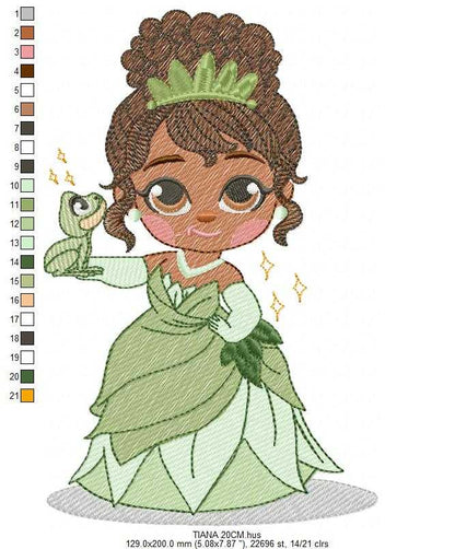 Tiana embroidery design - Disney Princess machine embroidery patterns - Baby girl file - Instant digital download pes jef dst hus - Marcia Embroidery