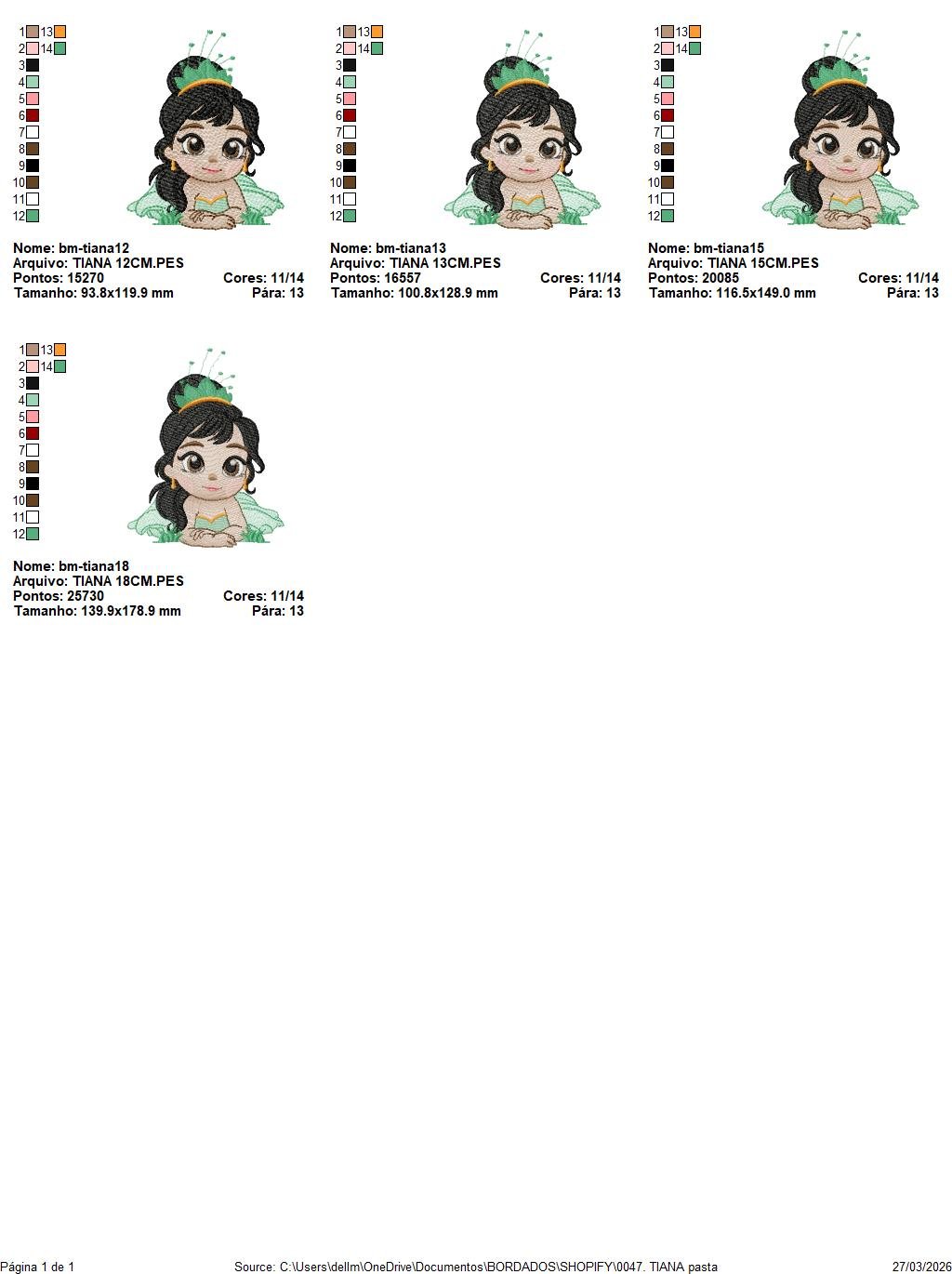 Tiana embroidery designs - Disney Princess machine embroidery patterns - Baby Girl file - Instant digital download pes jef dst exp hus vp3 - Marcia Embroidery