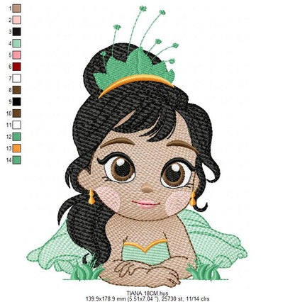 Tiana embroidery designs - Disney Princess machine embroidery patterns - Baby Girl file - Instant digital download pes jef dst exp hus vp3 - Marcia Embroidery