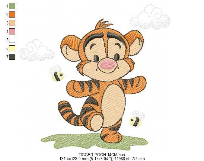 Tigger embroidery design - Winnie the Pooh Bear Cartoon machine embroidery pattern - Baby boy and girl file - Instant digital download pes jef - Marcia Embroidery