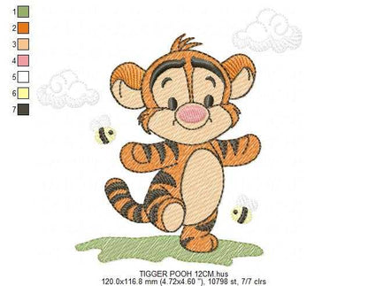Tigger embroidery design - Winnie the Pooh Bear Cartoon machine embroidery pattern - Baby boy and girl file - Instant digital download pes jef - Marcia Embroidery