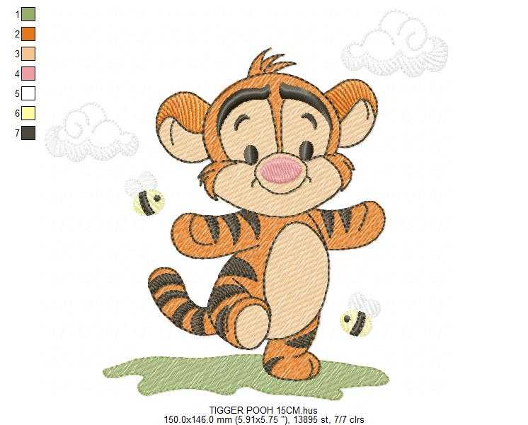 Tigger embroidery design - Winnie the Pooh Bear Cartoon machine embroidery pattern - Baby boy and girl file - Instant digital download pes jef - Marcia Embroidery