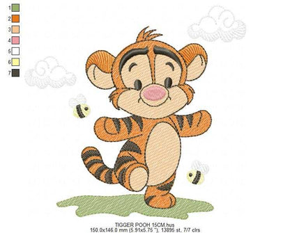 Tigger embroidery design - Winnie the Pooh Bear Cartoon machine embroidery pattern - Baby boy and girl file - Instant digital download pes jef - Marcia Embroidery