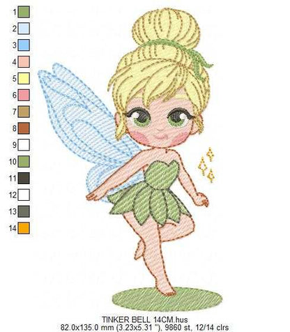 Tinker Bell embroidery design - Disney Princess machine embroidery pattern - Instant digital download pes jef dst - Marcia Embroidery