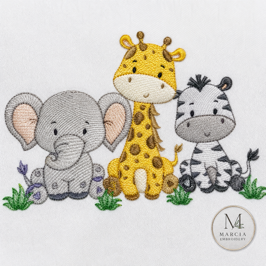 Safari embroidery designs - Elephant embroidery design machine embroidery pattern - Giraffe embroidery file - Zebra embroidery download pes