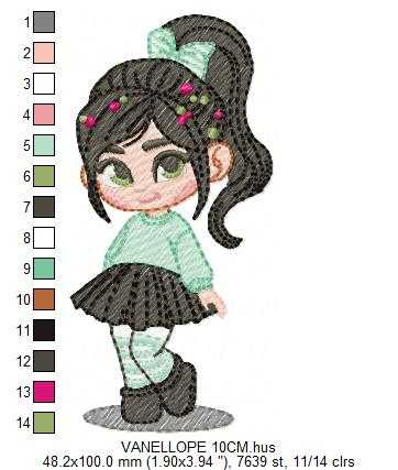 Vanellope embroidery design - Disney Princess machine embroidery pattern - Instant digital download pes jef dst - Marcia Embroidery