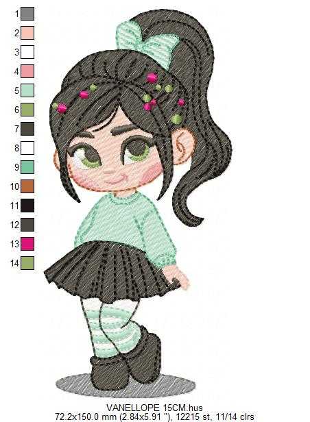 Vanellope embroidery design - Disney Princess machine embroidery pattern - Instant digital download pes jef dst - Marcia Embroidery