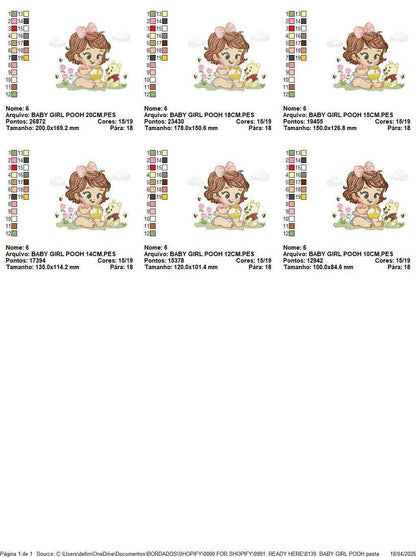 Winnie the Pooh embroidery design - Baby girl with Pooh bear machine embroidery pattern - Baby boy and girl file - Instant digital download pes jef - Marcia Embroidery