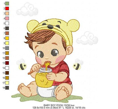 Winnie the Pooh embroidery design - Christopher Robin machine embroidery pattern - Baby boy and girl file - Instant digital download pes jef - Marcia Embroidery