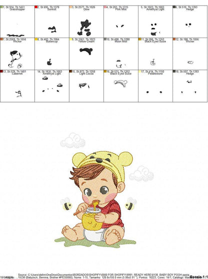 Winnie the Pooh embroidery design - Christopher Robin machine embroidery pattern - Baby boy and girl file - Instant digital download pes jef - Marcia Embroidery