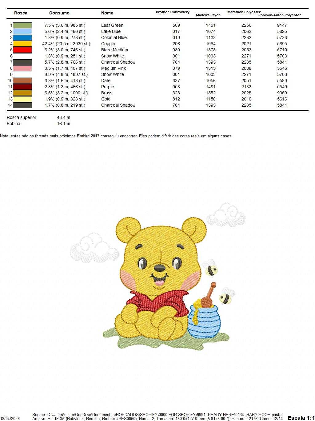 Winnie the Pooh embroidery design - Winnie the Pooh Bear Cartoon machine embroidery pattern - Baby boy and girl file - Instant digital download pes jef - Marcia Embroidery