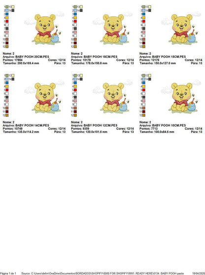 Winnie the Pooh embroidery design - Winnie the Pooh Bear Cartoon machine embroidery pattern - Baby boy and girl file - Instant digital download pes jef - Marcia Embroidery