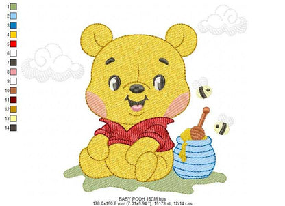 Winnie the Pooh embroidery design - Winnie the Pooh Bear Cartoon machine embroidery pattern - Baby boy and girl file - Instant digital download pes jef - Marcia Embroidery