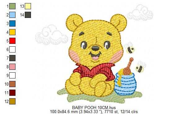Winnie the Pooh embroidery design - Winnie the Pooh Bear Cartoon machine embroidery pattern - Baby boy and girl file - Instant digital download pes jef - Marcia Embroidery