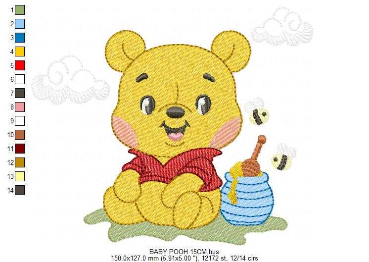 Winnie the Pooh embroidery design - Winnie the Pooh Bear Cartoon machine embroidery pattern - Baby boy and girl file - Instant digital download pes jef - Marcia Embroidery