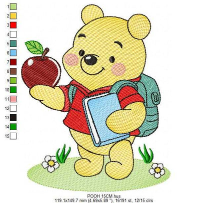 Winnie the Pooh embroidery design - Winnie the Pooh Bear Cartoon machine embroidery pattern - Baby boy and girl file - Instant digital download pes jef dst - Marcia Embroidery
