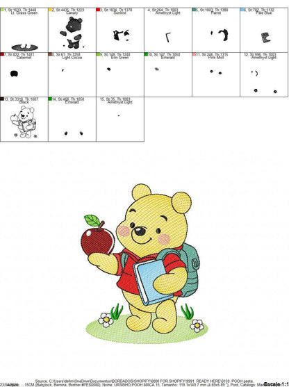 Winnie the Pooh embroidery design - Winnie the Pooh Bear Cartoon machine embroidery pattern - Baby boy and girl file - Instant digital download pes jef dst - Marcia Embroidery