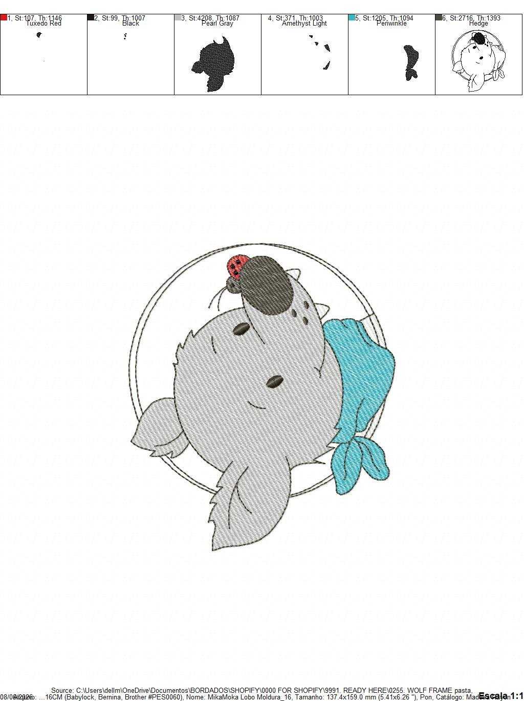 Wolf embroidery design - Happy Male Puppy with bandana machine embroidery pattern - Pet embroidery file - Instant digital download pes jef - Marcia Embroidery