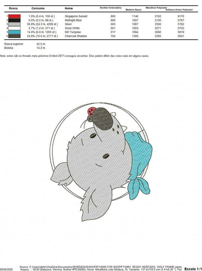 Wolf embroidery design - Happy Male Puppy with bandana machine embroidery pattern - Pet embroidery file - Instant digital download pes jef - Marcia Embroidery