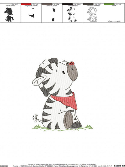 Zebra with red bandana and ladybug embroidery designs - Safari Wild Animal machine embroidery pattern - Baby Boy and Girl file - Instant digital download pes jef dst hus vp3 - Marcia Embroidery
