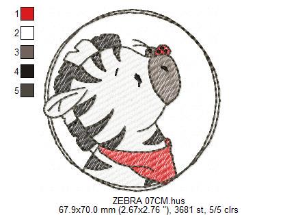 Zebra with red bandana and ladybug frame embroidery designs - Safari Wild Animal machine embroidery pattern - Baby Boy and Girl file - Instant digital download pes jef dst hus vp3 - Marcia Embroidery