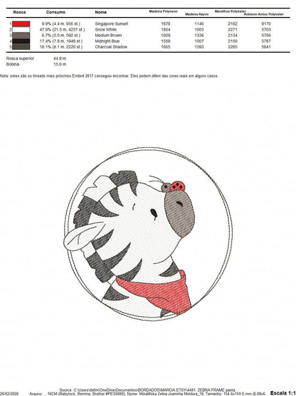 Zebra with red bandana and ladybug frame embroidery designs - Safari Wild Animal machine embroidery pattern - Baby Boy and Girl file - Instant digital download pes jef dst hus vp3 - Marcia Embroidery