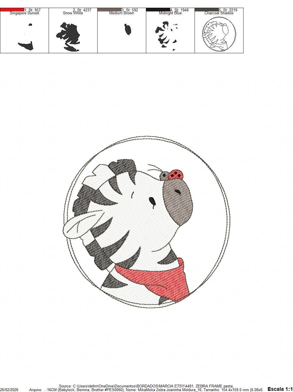 Zebra with red bandana and ladybug frame embroidery designs - Safari Wild Animal machine embroidery pattern - Baby Boy and Girl file - Instant digital download pes jef dst hus vp3 - Marcia Embroidery