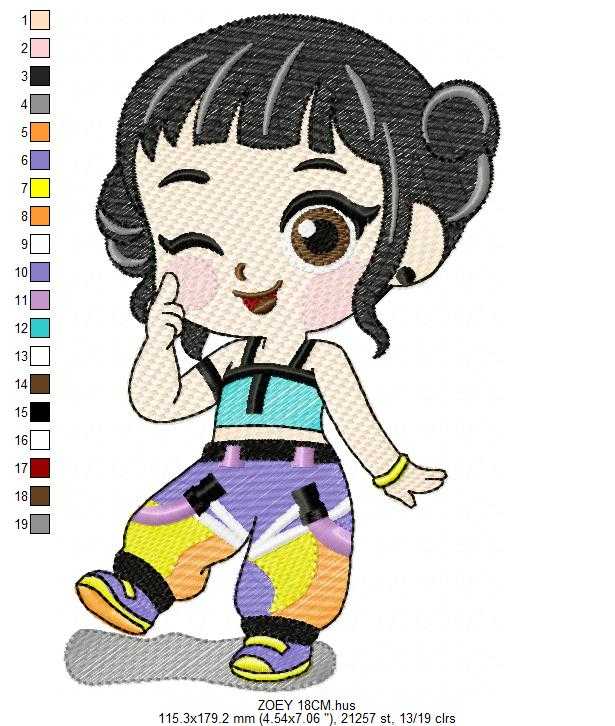 Zoey KPop Demon Hunters embroidery design - Kpop Warriors machine embroidery patterns - Baby girl file - Instant digital download - Marcia Embroidery