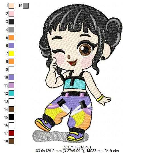Zoey KPop Demon Hunters embroidery design - Kpop Warriors machine embroidery patterns - Baby girl file - Instant digital download - Marcia Embroidery