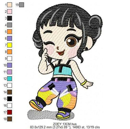 Zoey KPop Demon Hunters embroidery design - Kpop Warriors machine embroidery patterns - Baby girl file - Instant digital download - Marcia Embroidery